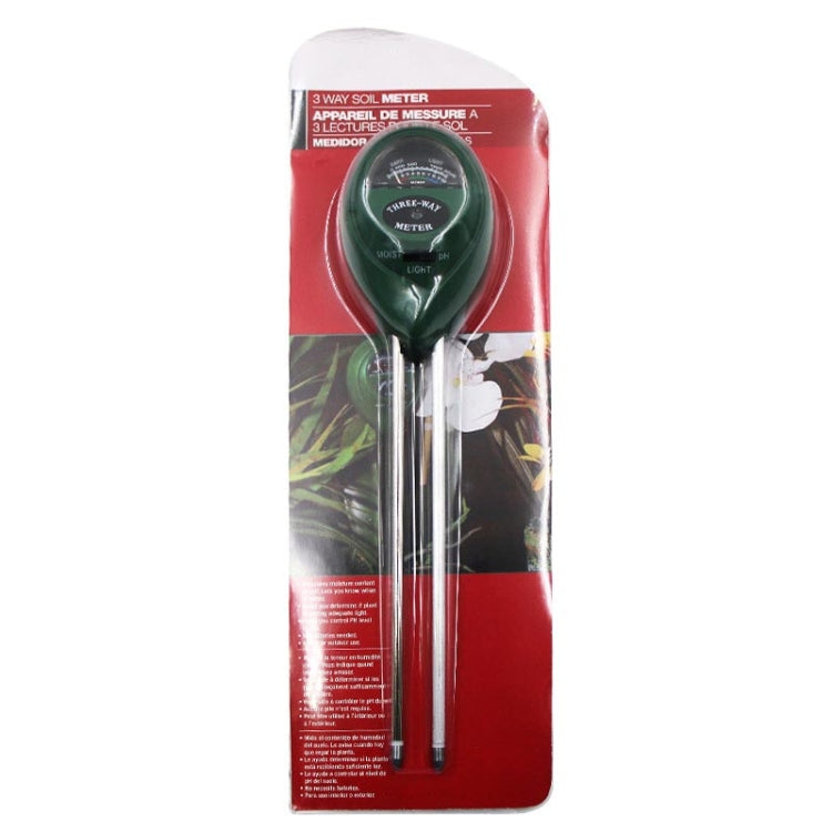 Bút đo đất 3 trong 1 kiểm tra giá trị pH, cường độ ánh sáng, độ ẩm đất đầu tròn, máy đo độ ẩm đất khô 3 trong 1