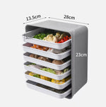 Khay lẩu 6 tầng gắn tường, khay chuẩn bị món ăn nhà bếp, không cần khoan, khay chữ nhật đựng món phụ, khung xám + đĩa trắng, khung xanh + đĩa vàng