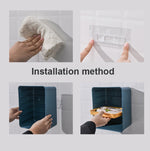 Khay lẩu 6 tầng gắn tường, khay chuẩn bị món ăn nhà bếp, không cần khoan, khay chữ nhật đựng món phụ, khung xám + đĩa trắng, khung xanh + đĩa vàng