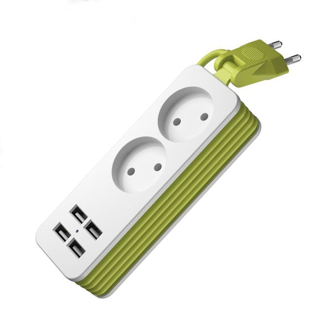 Ổ cắm điện 1/2 phích EU, 4 cổng USB, 1200W 250V, dây dài 1.5m, ổ cắm tường di động đa năng, ổ cắm phích EU