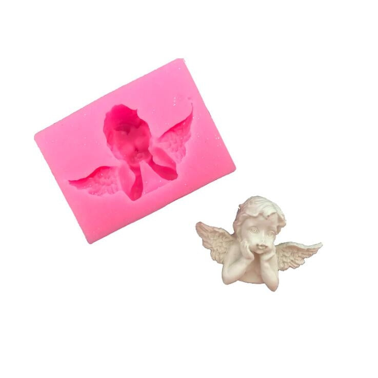 2 cái khuôn silicone fondant bánh hình thiên thần, đất sét mềm thơm, thạch cao, trang trí nhựa, hình thiên thần