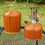 Túi da bảo vệ bình gas phẳng ngoài trời cho đèn hơi nước cắm trại, vỏ bảo vệ PU, dành cho bình gas 230g, dành cho bình gas 450g