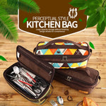 Túi đựng dụng cụ nấu ăn cắm trại ngoài trời CLS, túi đựng đồ dùng BBQ, túi đựng đồ du lịch di động, màu nâu, sọc, màu sắc
