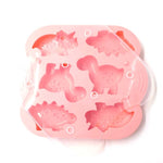 Khuôn bánh silicone khủng long 6 ô tự làm, khuôn bổ sung thức ăn cho bé, dụng cụ nướng, màu hồng, xanh nhạt