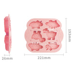 Khuôn bánh silicone khủng long 6 ô tự làm, khuôn bổ sung thức ăn cho bé, dụng cụ nướng, màu hồng, xanh nhạt