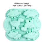 Khuôn bánh silicone khủng long 6 ô tự làm, khuôn bổ sung thức ăn cho bé, dụng cụ nướng, màu hồng, xanh nhạt