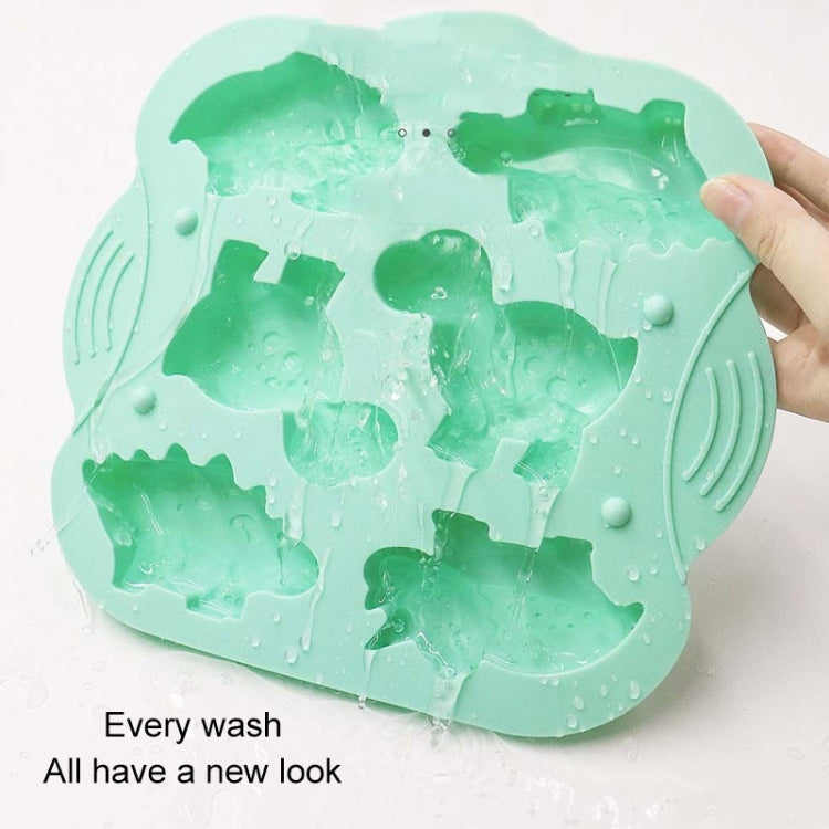 Khuôn bánh silicone khủng long 6 ô tự làm, khuôn bổ sung thức ăn cho bé, dụng cụ nướng, màu hồng, xanh nhạt