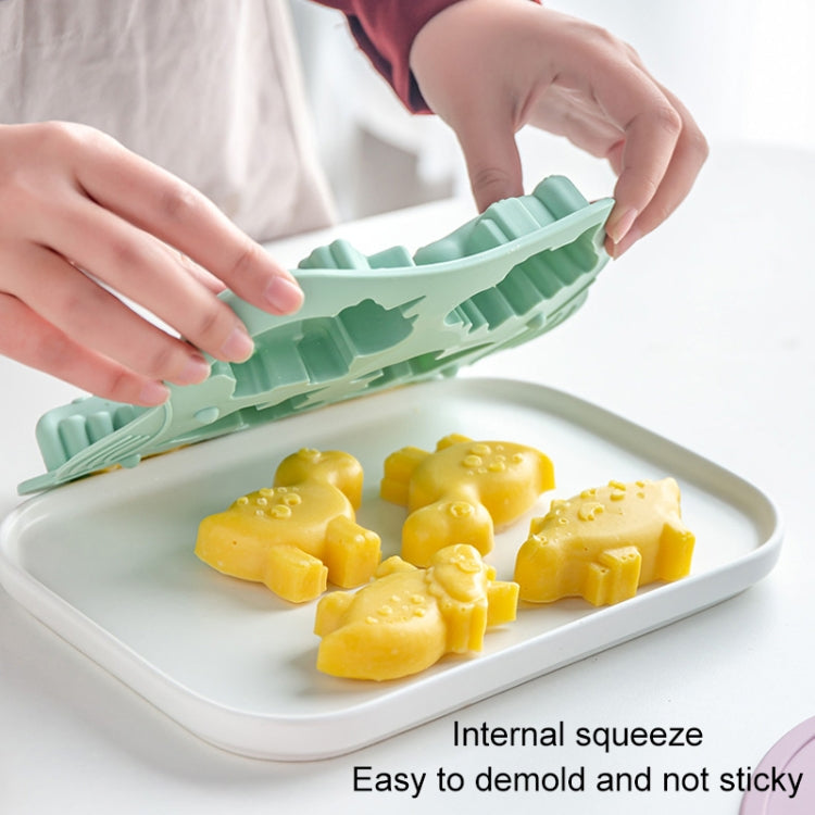 Khuôn bánh silicone khủng long 6 ô tự làm, khuôn bổ sung thức ăn cho bé, dụng cụ nướng, màu hồng, xanh nhạt