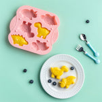 Khuôn bánh silicone khủng long 6 ô tự làm, khuôn bổ sung thức ăn cho bé, dụng cụ nướng, màu hồng, xanh nhạt