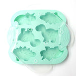 Khuôn bánh silicone khủng long 6 ô tự làm, khuôn bổ sung thức ăn cho bé, dụng cụ nướng, màu hồng, xanh nhạt