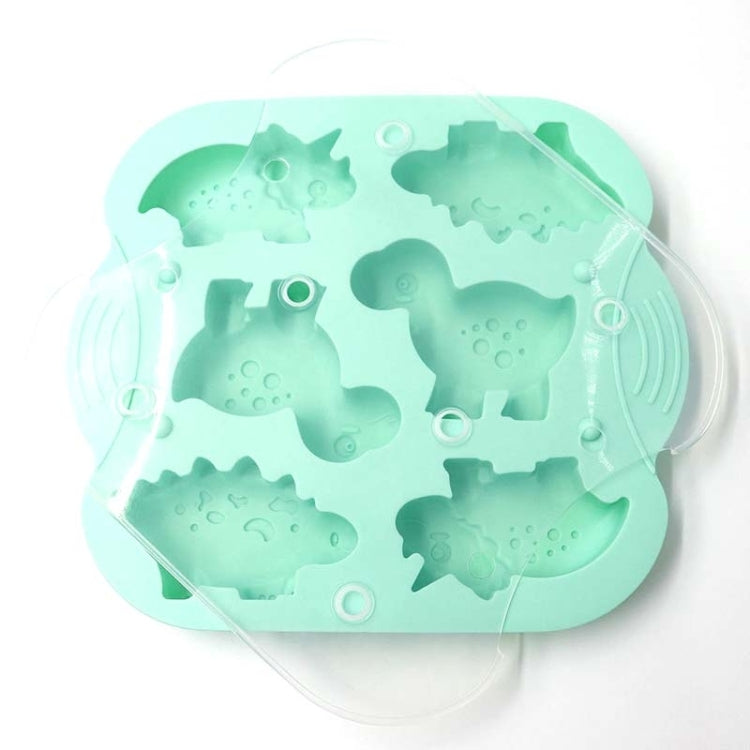 Khuôn bánh silicone khủng long 6 ô tự làm, khuôn bổ sung thức ăn cho bé, dụng cụ nướng, màu hồng, xanh nhạt