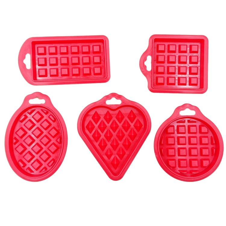 Bộ khuôn bánh waffle silicone thực phẩm 5 trong 1, dụng cụ làm bánh nhà bếp, màu đỏ, xanh lá, be, hồng
