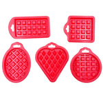 Bộ khuôn bánh waffle silicone thực phẩm 5 trong 1, dụng cụ làm bánh nhà bếp, màu đỏ, xanh lá, be, hồng