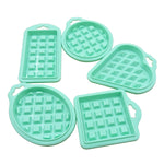 Bộ khuôn bánh waffle silicone thực phẩm 5 trong 1, dụng cụ làm bánh nhà bếp, màu đỏ, xanh lá, be, hồng