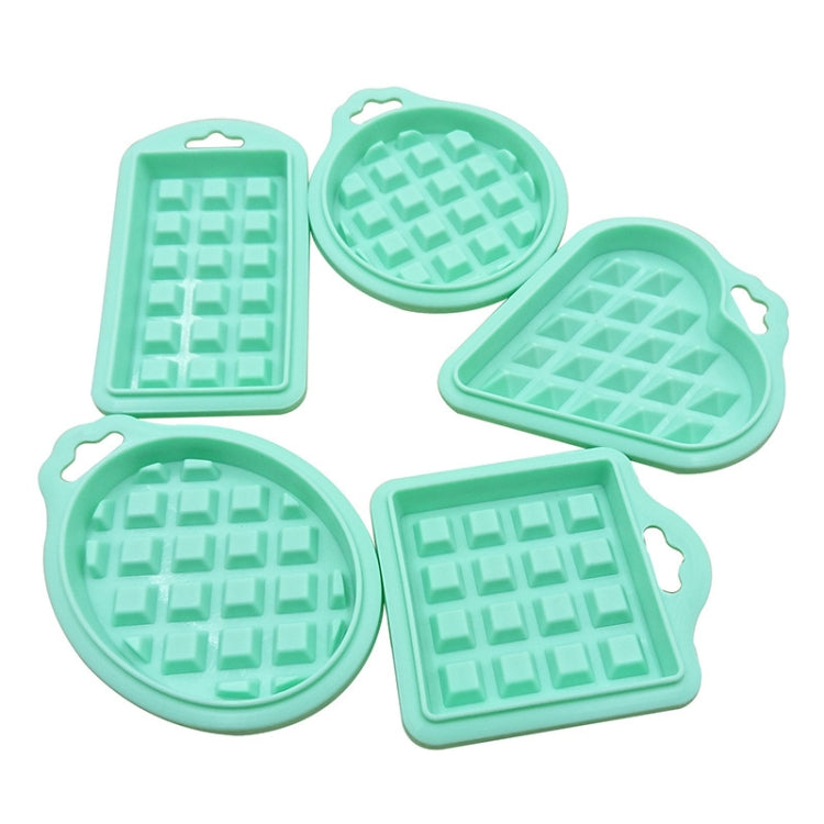 Bộ khuôn bánh waffle silicone thực phẩm 5 trong 1, dụng cụ làm bánh nhà bếp, màu đỏ, xanh lá, be, hồng