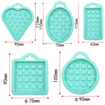 Bộ khuôn bánh waffle silicone thực phẩm 5 trong 1, dụng cụ làm bánh nhà bếp, màu đỏ, xanh lá, be, hồng