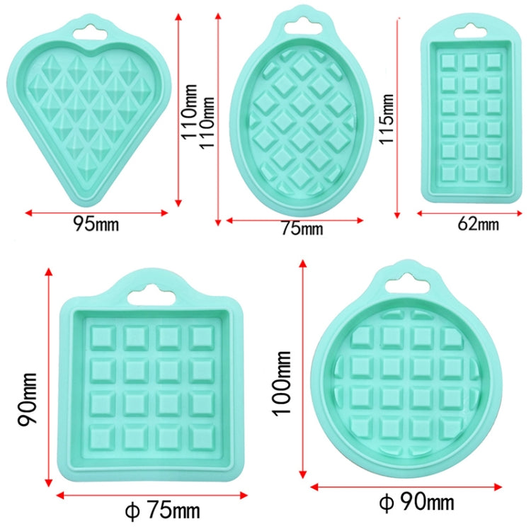 Bộ khuôn bánh waffle silicone thực phẩm 5 trong 1, dụng cụ làm bánh nhà bếp, màu đỏ, xanh lá, be, hồng