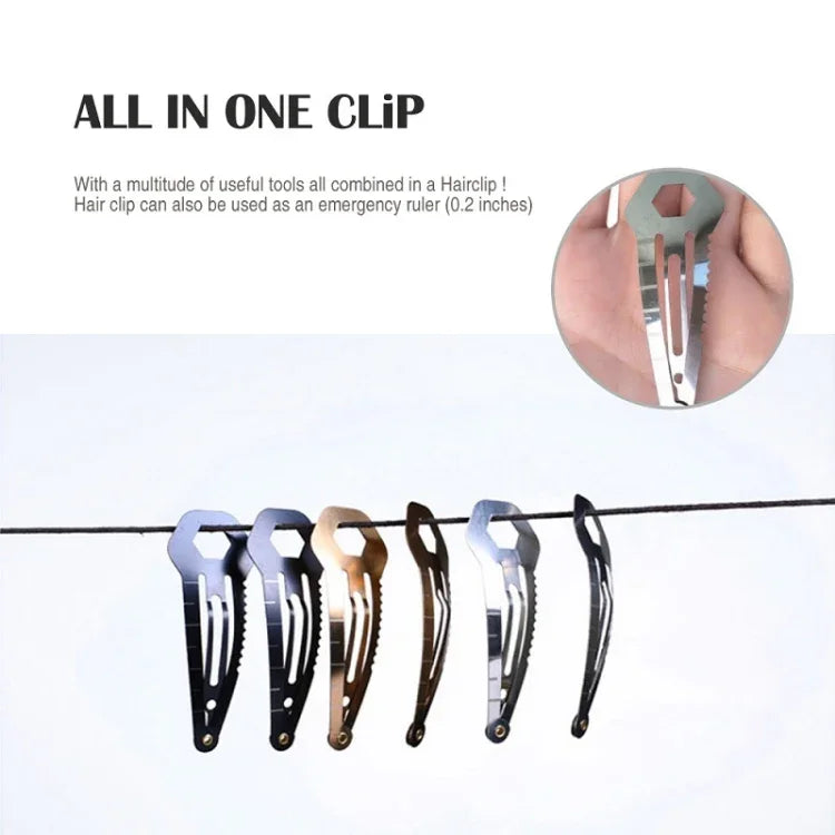 2 cái kẹp tóc đa năng 8 trong 1, dụng cụ tự vệ và sơ cứu ngoài trời, 2 cái 8 trong 1 (Đen), 2 cái 8 trong 1 (Bạc)
