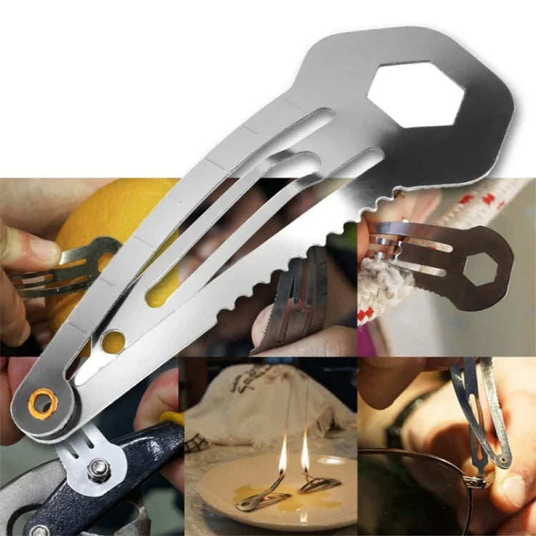 2 cái kẹp tóc đa năng 8 trong 1, dụng cụ tự vệ và sơ cứu ngoài trời, 2 cái 8 trong 1 (Đen), 2 cái 8 trong 1 (Bạc)