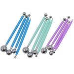 Bộ dụng cụ điêu khắc hình cầu bằng thép không gỉ 4 trong 1, que viên thuốc, đất sét fondant, đất sét màu, màu xanh dương, xanh lá, tím