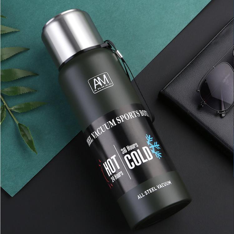 Cốc giữ nhiệt thép không gỉ 304 dung tích lớn, cốc nước thể thao du lịch ngoài trời, 500ml, 750ml, 1000ml, 1500ml