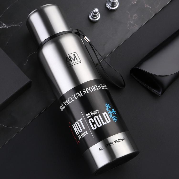 Cốc giữ nhiệt thép không gỉ 304 dung tích lớn, cốc nước thể thao du lịch ngoài trời, 500ml, 750ml, 1000ml, 1500ml