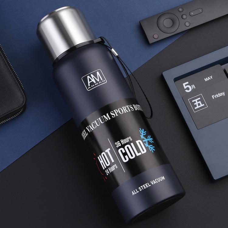 Cốc giữ nhiệt thép không gỉ 304 dung tích lớn, cốc nước thể thao du lịch ngoài trời, 500ml, 750ml, 1000ml, 1500ml