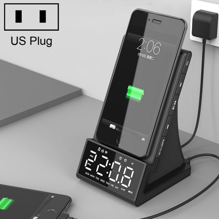 Loa Bluetooth đa chức năng X7 sạc không dây kèm đồng hồ báo thức, radio và điều khiển từ xa, phích cắm Mỹ, Anh, EU
