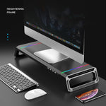 Giá đỡ laptop gập ICE COOREL T1 tăng chiều cao màn hình, có đèn RGB và 4 cổng mở rộng USB