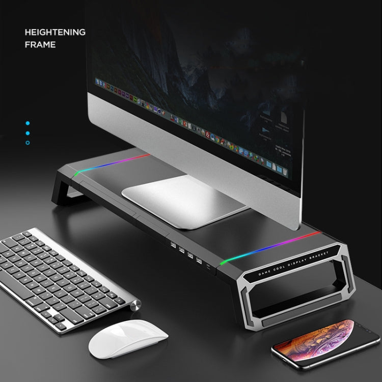 Giá đỡ laptop gập ICE COOREL T1 tăng chiều cao màn hình, có đèn RGB và 4 cổng mở rộng USB