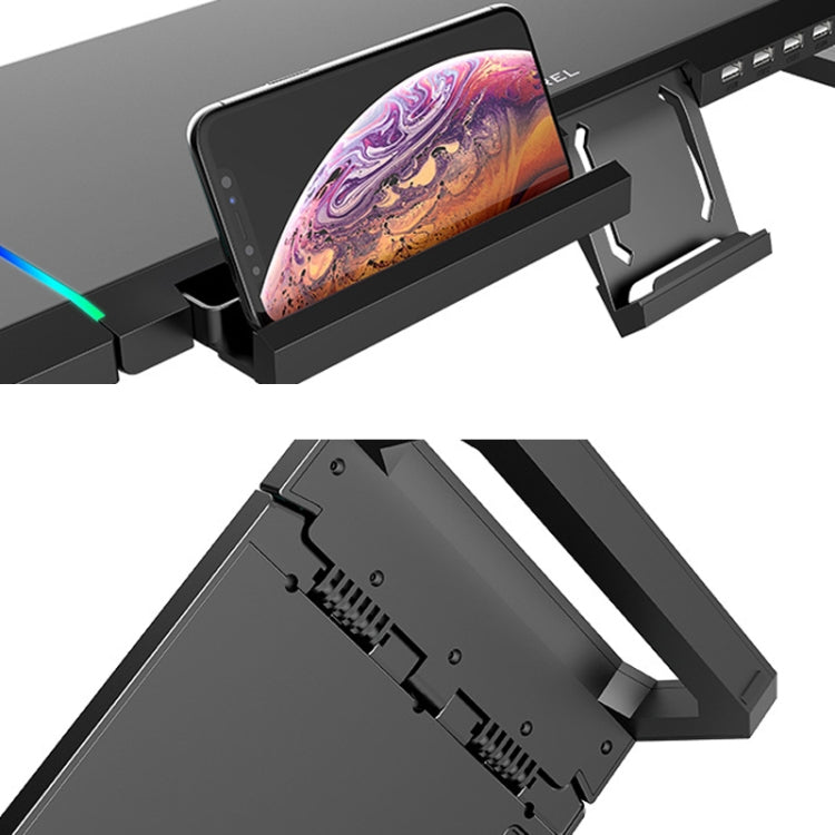 Giá đỡ laptop gập ICE COOREL T1 tăng chiều cao màn hình, có đèn RGB và 4 cổng mở rộng USB