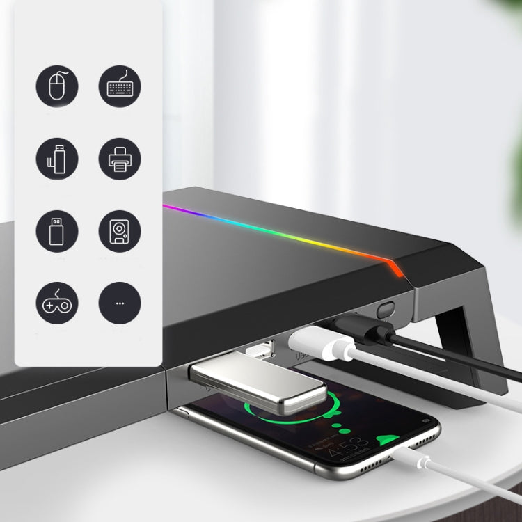 Giá đỡ laptop gập ICE COOREL T1 tăng chiều cao màn hình, có đèn RGB và 4 cổng mở rộng USB