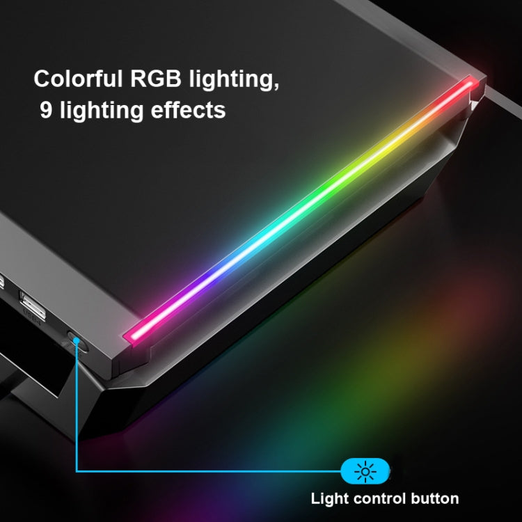 Giá đỡ laptop gập ICE COOREL T1 tăng chiều cao màn hình, có đèn RGB và 4 cổng mở rộng USB