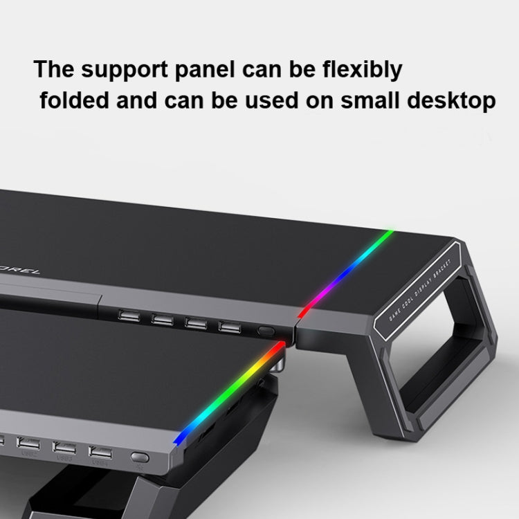 Giá đỡ laptop gập ICE COOREL T1 tăng chiều cao màn hình, có đèn RGB và 4 cổng mở rộng USB