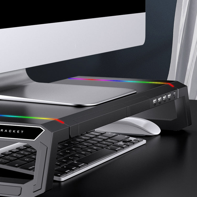 Giá đỡ laptop gập ICE COOREL T1 tăng chiều cao màn hình, có đèn RGB và 4 cổng mở rộng USB