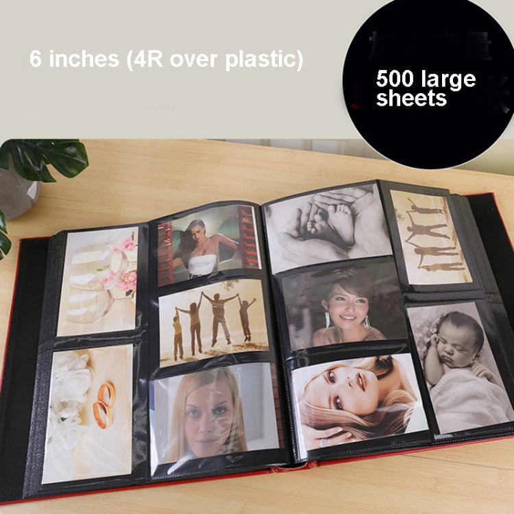 Album Ảnh PP Khe Giữa 6 inch 500 Tờ Bìa Da PU Phong Cách Cổ Điển Mạ Vàng, Màu Đỏ, Vàng, Xanh Dương, Đen, Be, Cam, Đỏ Đậm