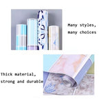 Decal dán tường bếp chống khói, hình hoa nở, gốm sứ xanh trắng, dây leo tím