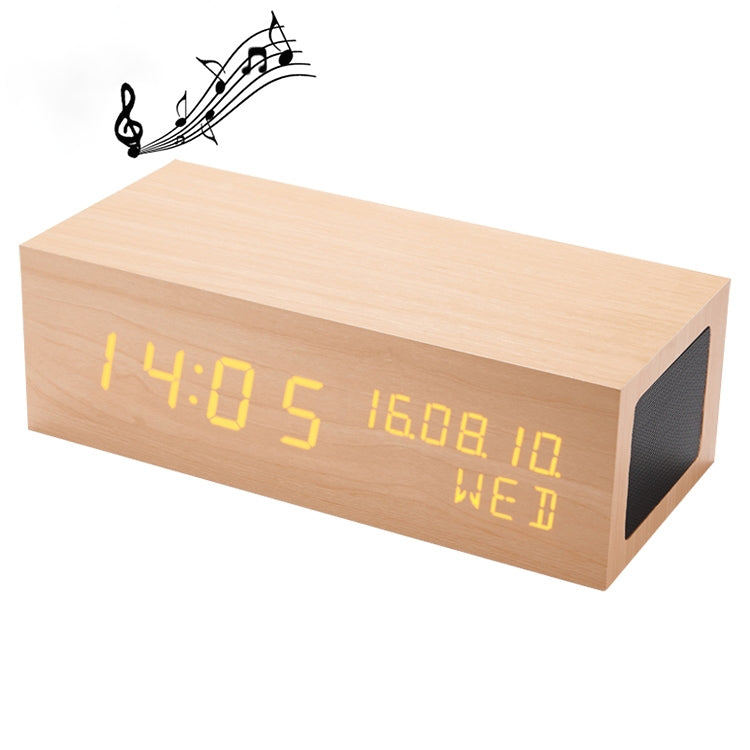 Loa Bluetooth đồng hồ gỗ, chất lượng âm thanh Bluetooth, loa sạc độ ẩm màu gỗ đen, loa sạc độ ẩm hình khúc gỗ