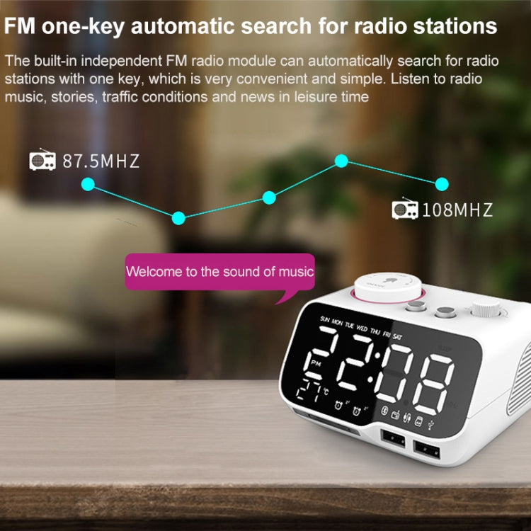 Loa Bluetooth không dây M9 đa chức năng, đồng hồ báo thức để bàn, hỗ trợ thẻ TF, USB và AUX, phích cắm Mỹ, EU, Anh