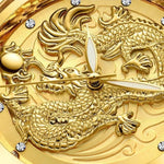 Đồng hồ quartz siêu mỏng FNGEEN S666 chống nước phát sáng không cơ, họa tiết rồng hoặc phượng cặp đôi, mặt vàng toàn bộ, mặt đen vàng toàn bộ, mặt trắng vàng toàn bộ, mặt vàng giữa, mặt đen vàng giữa