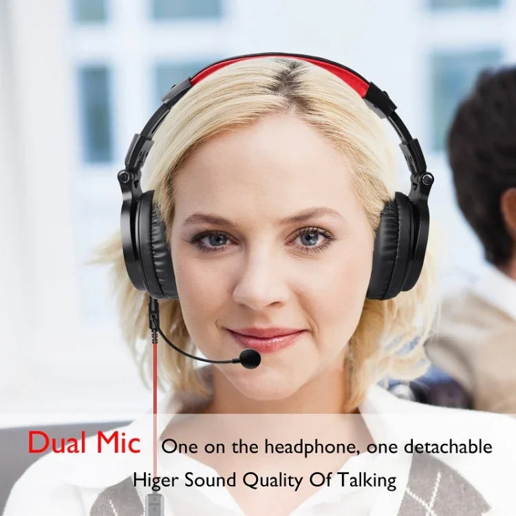 Tai nghe chơi game OneOdio có dây, có Bluetooth (Đen & Đỏ)