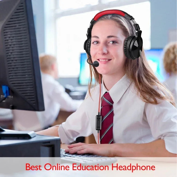 Tai nghe chơi game OneOdio có dây, có Bluetooth (Đen & Đỏ)