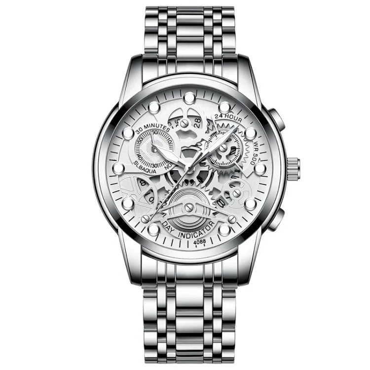 Đồng hồ quartz rỗng nam FNGEEN 4088 chống nước phát sáng cho học sinh, mặt vàng toàn bộ, mặt đen vàng toàn bộ, mặt đen thép đen với kim trắng, mặt đen thép đen với kim vàng, mặt vàng và vàng, mặt vàng đen