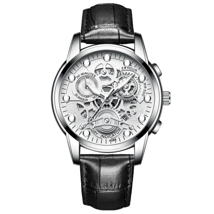 Đồng hồ quartz rỗng nam FNGEEN 4088 chống nước phát sáng cho học sinh, mặt vàng toàn bộ, mặt đen vàng toàn bộ, mặt đen thép đen với kim trắng, mặt đen thép đen với kim vàng, mặt vàng và vàng, mặt vàng đen
