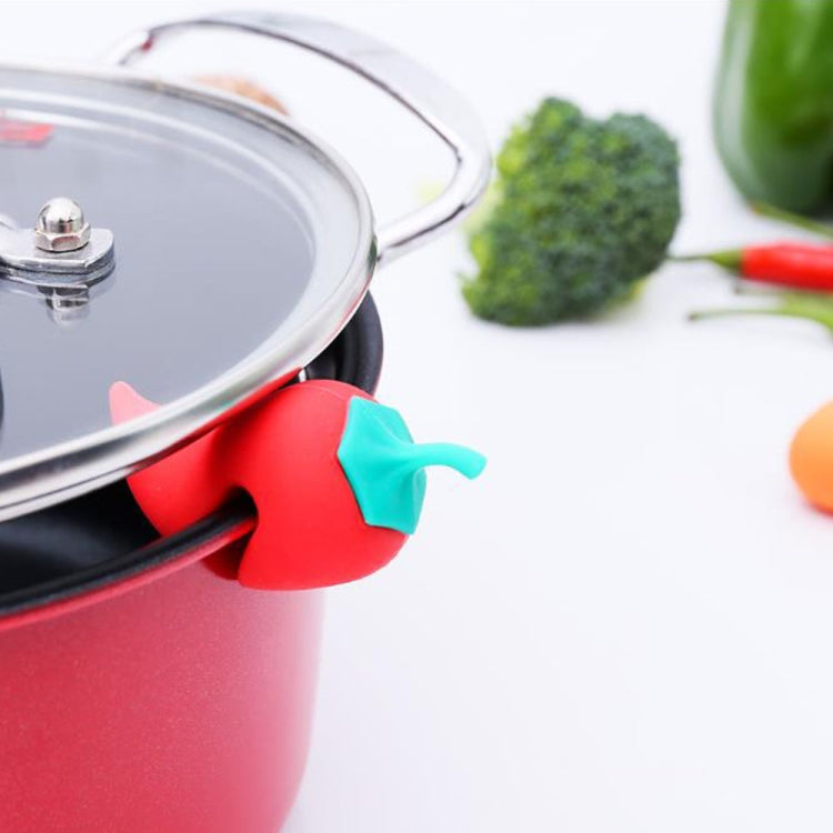 Dụng cụ chống tràn nắp nồi hình quả ớt nhỏ bằng silicone, nắp nồi nâng cao chống tràn, hình quả ớt