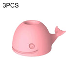 Bộ 3 giá đỡ bàn chải đánh răng silicone hình cá voi để bàn văn phòng, màu hồng, xanh đậm, xanh nhạt
