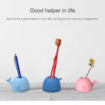 Bộ 3 giá đỡ bàn chải đánh răng silicone hình cá voi để bàn văn phòng, màu hồng, xanh đậm, xanh nhạt