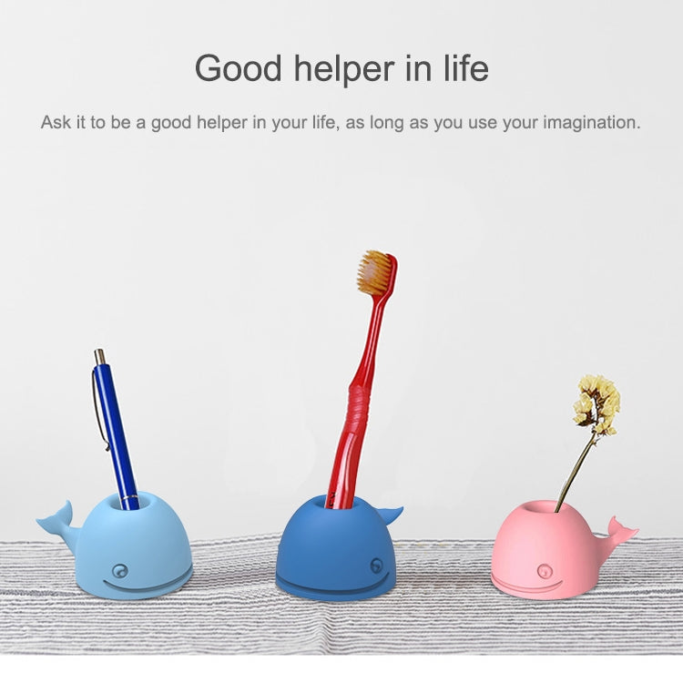 Bộ 3 giá đỡ bàn chải đánh răng silicone hình cá voi để bàn văn phòng, màu hồng, xanh đậm, xanh nhạt
