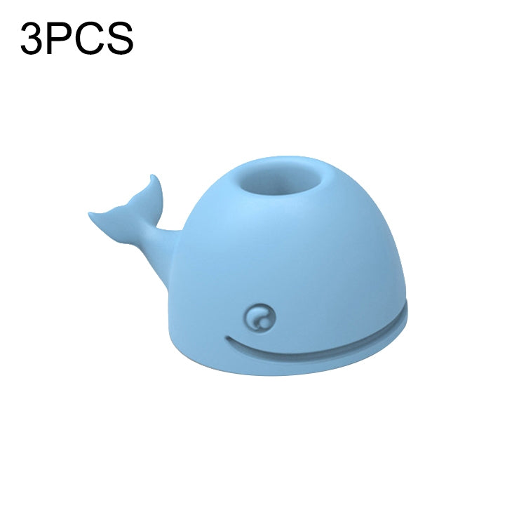 Bộ 3 giá đỡ bàn chải đánh răng silicone hình cá voi để bàn văn phòng, màu hồng, xanh đậm, xanh nhạt