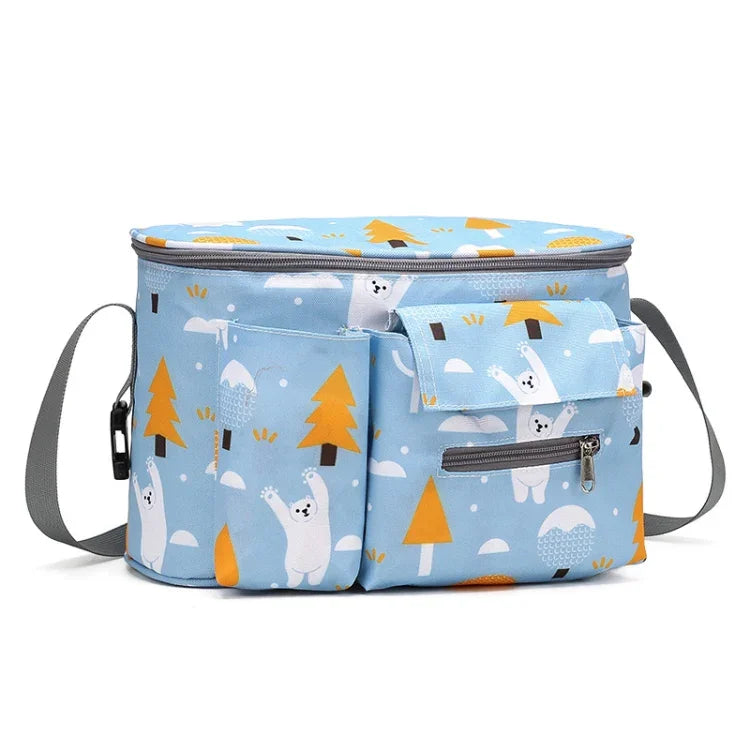 Túi treo xe đẩy đa năng đựng đồ cho bé, Ngựa trắng nhỏ, Nấm hoa, Gấu đu đưa, Alpaca vàng, Thiên nga đen
